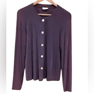 CLIO Deep Purple Women's Button-up Long Sleeve Wrinkle Free Cardigan Size small